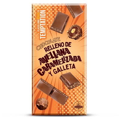 Chocolate relleno de avellana caramelizada y galleta Temptation de Dia 100 g-1