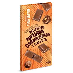 chocolate relleno de avellana caramelizada y galleta 100 g