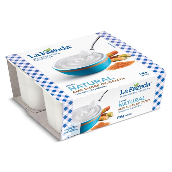 Yogur Natural Con Azúcar De Caña La Fageda Pack 4 X 125 Gr.