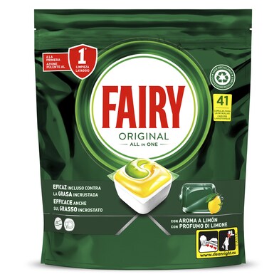 Lavavajillas máquina original limón Fairy bolsa 41 unidades-0 Lavavajillas máquina original limón Fairy bolsa 41 unidades-0