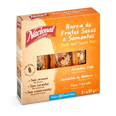 Barritas de frutos secos y semillas Nacional caja 90 g-0 Barritas de frutos secos y semillas Nacional caja 90 g-0