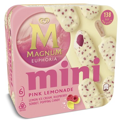 Helado mini bombón de limón y sorbete de frambuesa 6 unidades Magnum Euphoria caja 258 g-0 Helado mini bombón de limón y sorbete de frambuesa 6 unidades Magnum Euphoria caja 258 g-0
