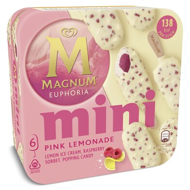 Helado mini bombón de limón y sorbete de frambuesa 6 unidades Magnum Euphoria caja 258 g-0