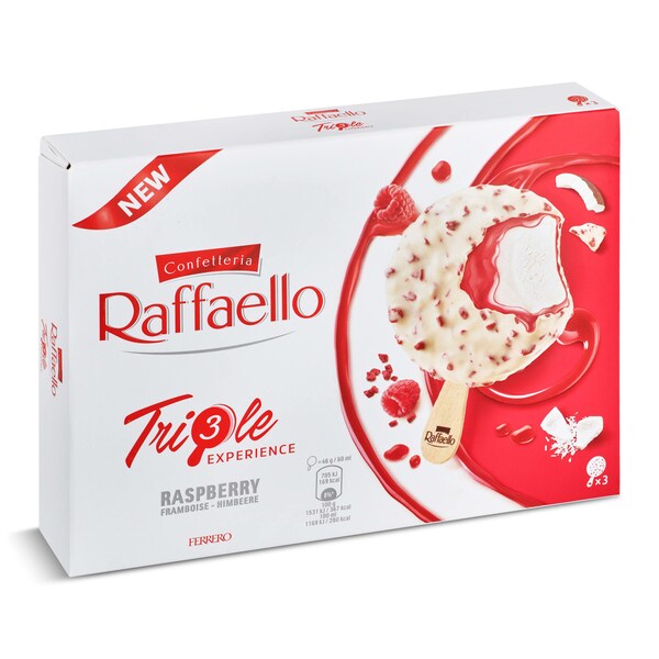 Helado Raffaello Triple Experience Frambuesa Ferrero Pack-3 X 46 Gr.