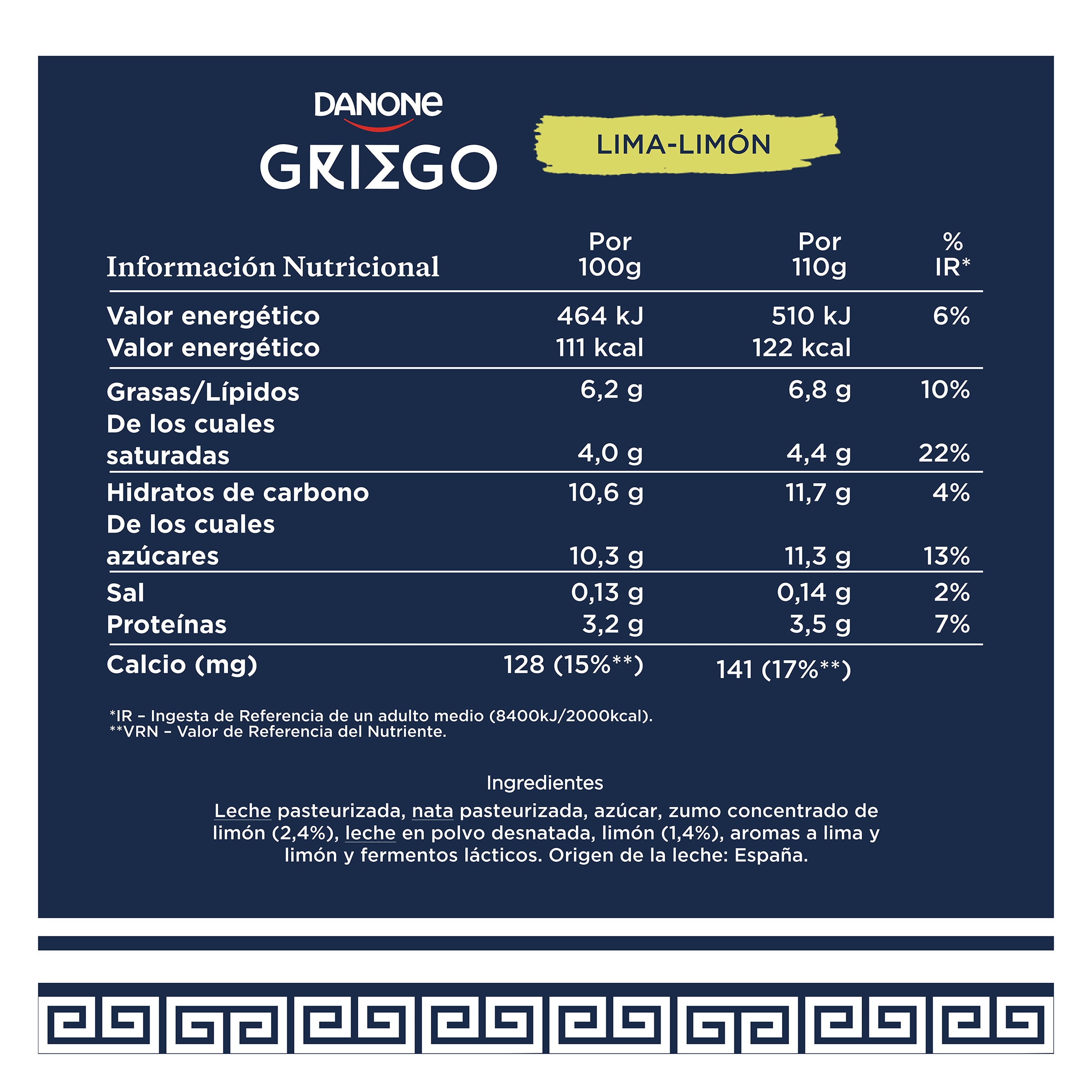Yogur griego lima-limón Danone 4 x 110 g