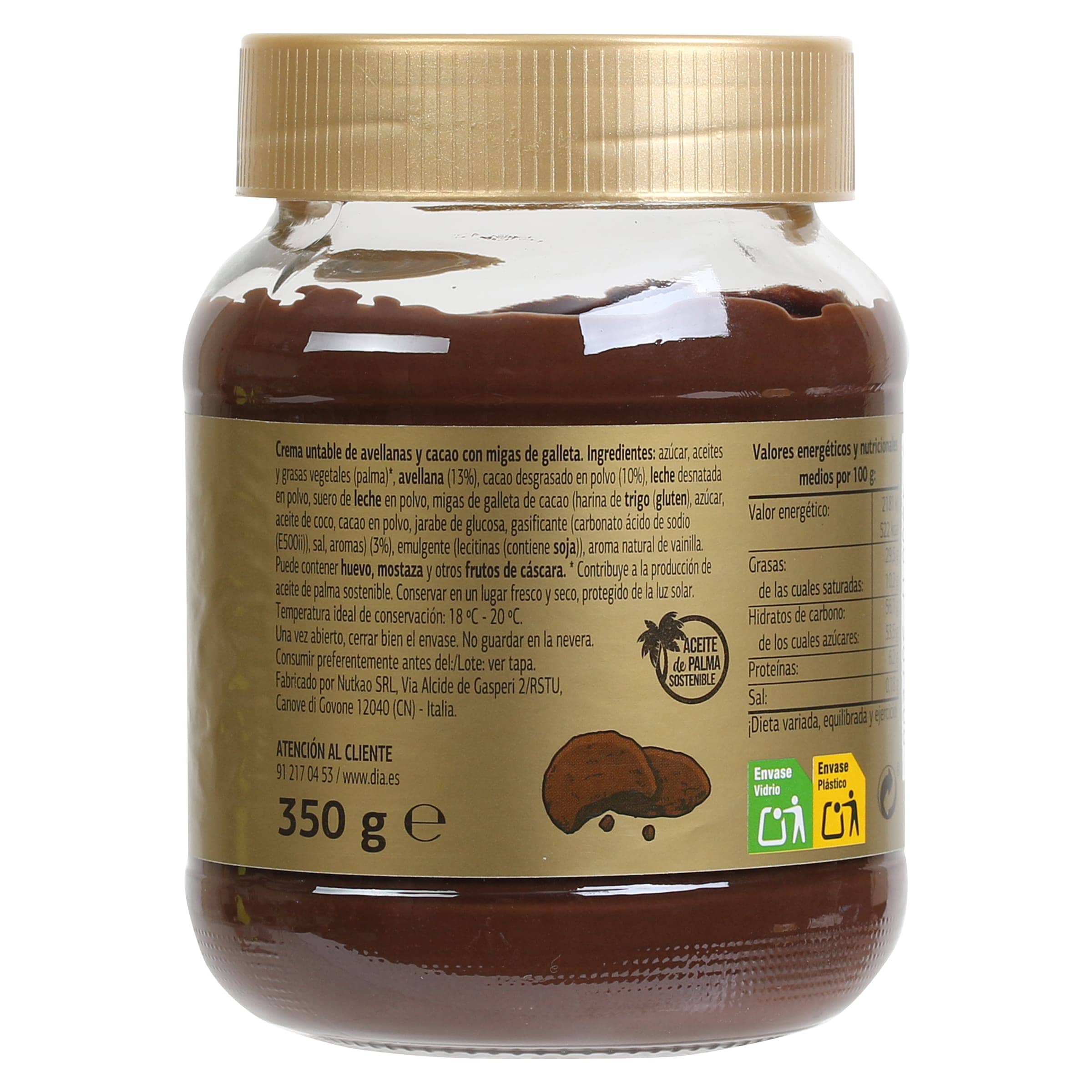 Crema de avellanas y cacao con galleta Dia Temptation 350 g