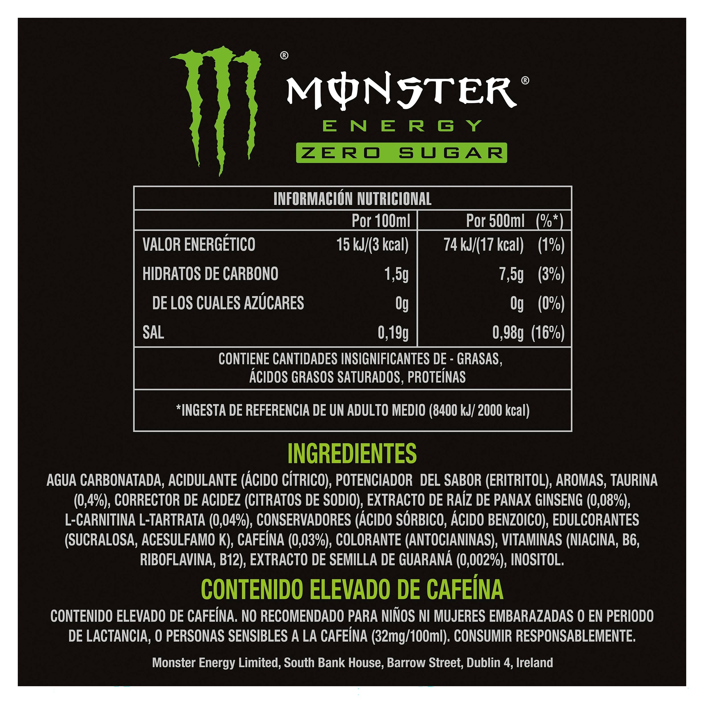 Monster zero azúcar 500 ml