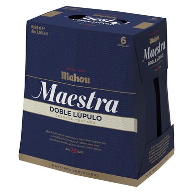 Cerveza tostada doble lúpulo Mahou Maestra botella 6 x 25 cl-0