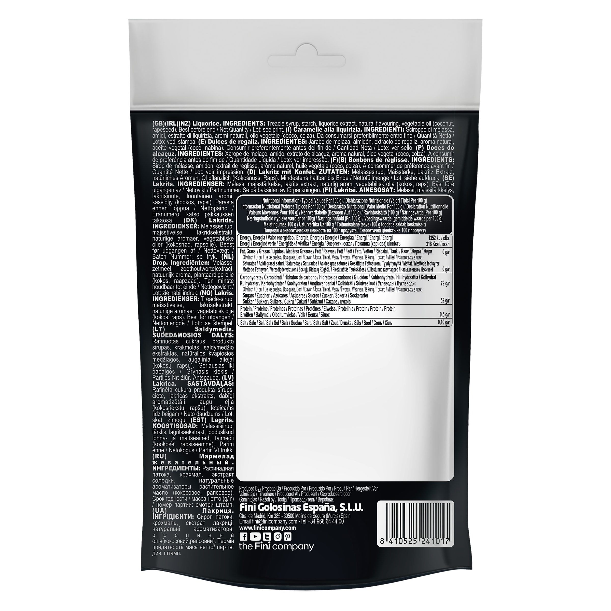 Regaliz negro gourmet Fini 180 g