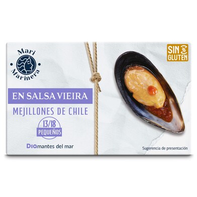 Mejillones de Chile en salsa vieira 13/18 piezas Mari Marinera de Dia lata 69 g-1 Mejillones de Chile en salsa vieira 13/18 piezas Mari Marinera de Dia lata 69 g-1