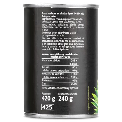 Frutas variadas en almíbar ligero Fruticampo de Dia lata 240 g-1 Frutas variadas en almíbar ligero Fruticampo de Dia lata 240 g-1