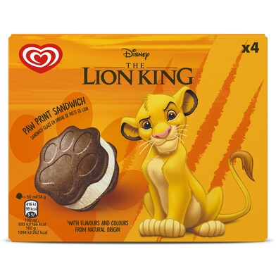 Helado sándwich El Rey León 4 unidades Frigo caja 152 g-0 Helado sándwich El Rey León 4 unidades Frigo caja 152 g-0