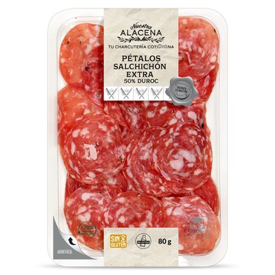 Pétalos salchichón extra 50% duroc Nuestra Alacena de Dia sobre 80 g-0 Pétalos salchichón extra 50% duroc Nuestra Alacena de Dia sobre 80 g-0