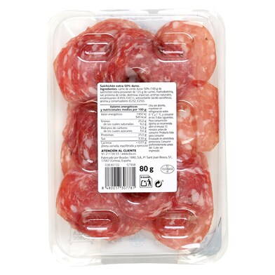 Pétalos salchichón extra 50% duroc Nuestra Alacena de Dia sobre 80 g-1 Pétalos salchichón extra 50% duroc Nuestra Alacena de Dia sobre 80 g-1