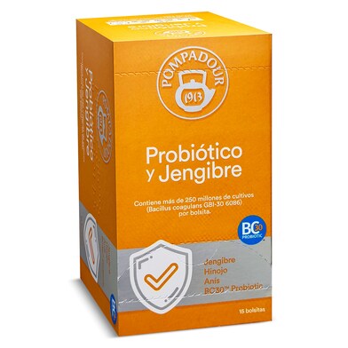 Infusión con probióticos y jengibre Pompadour caja 15 unidades-0 Infusión con probióticos y jengibre Pompadour caja 15 unidades-0