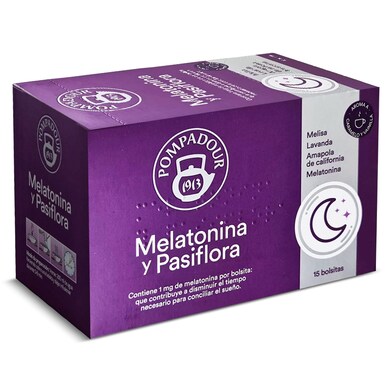 Infusión de melatonina y pasiflora Pompadour caja 15 unidades-0 Infusión de melatonina y pasiflora Pompadour caja 15 unidades-0