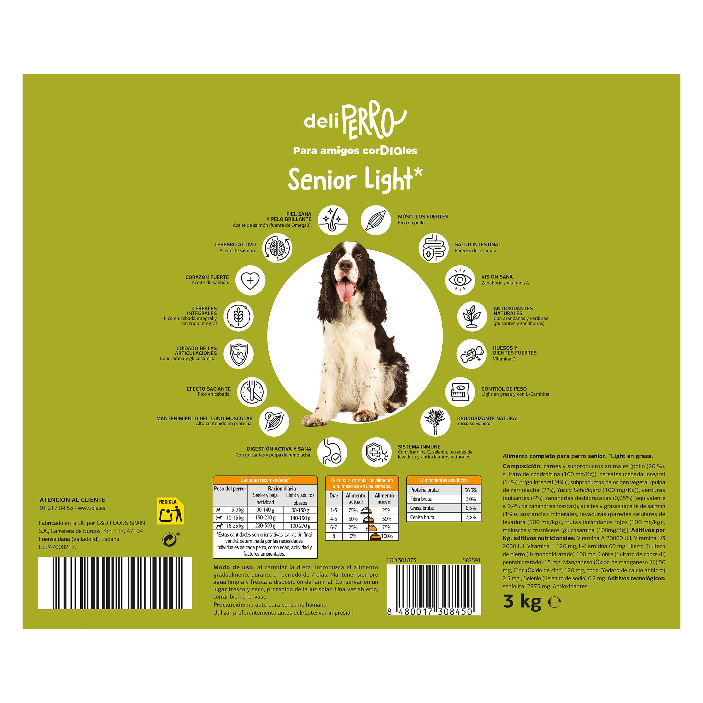 Alimento para perros senior light con pollo Dia Deliperro 3 Kg