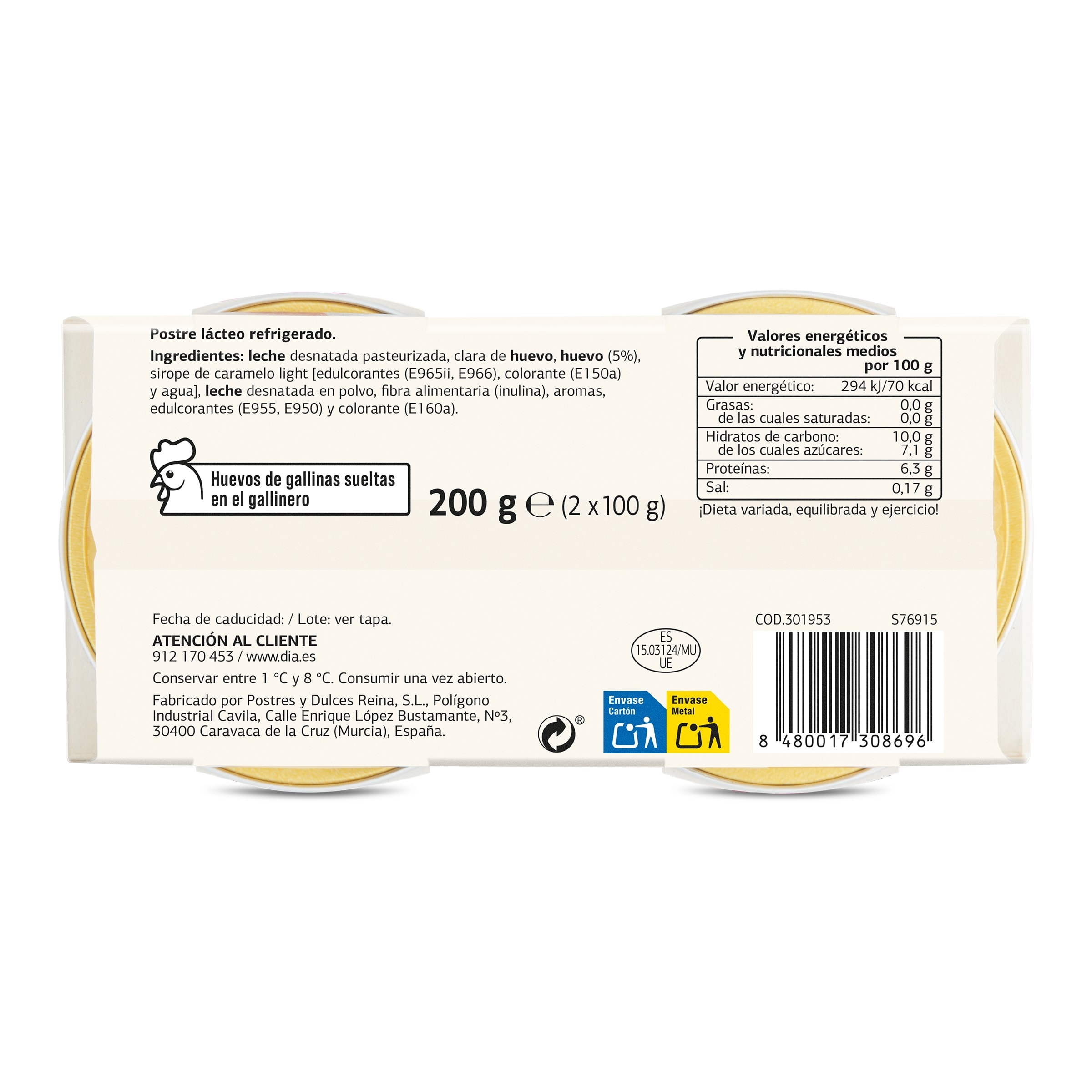 Flan de huevo doble 0% Dia Caprichoso 2 x 100 g