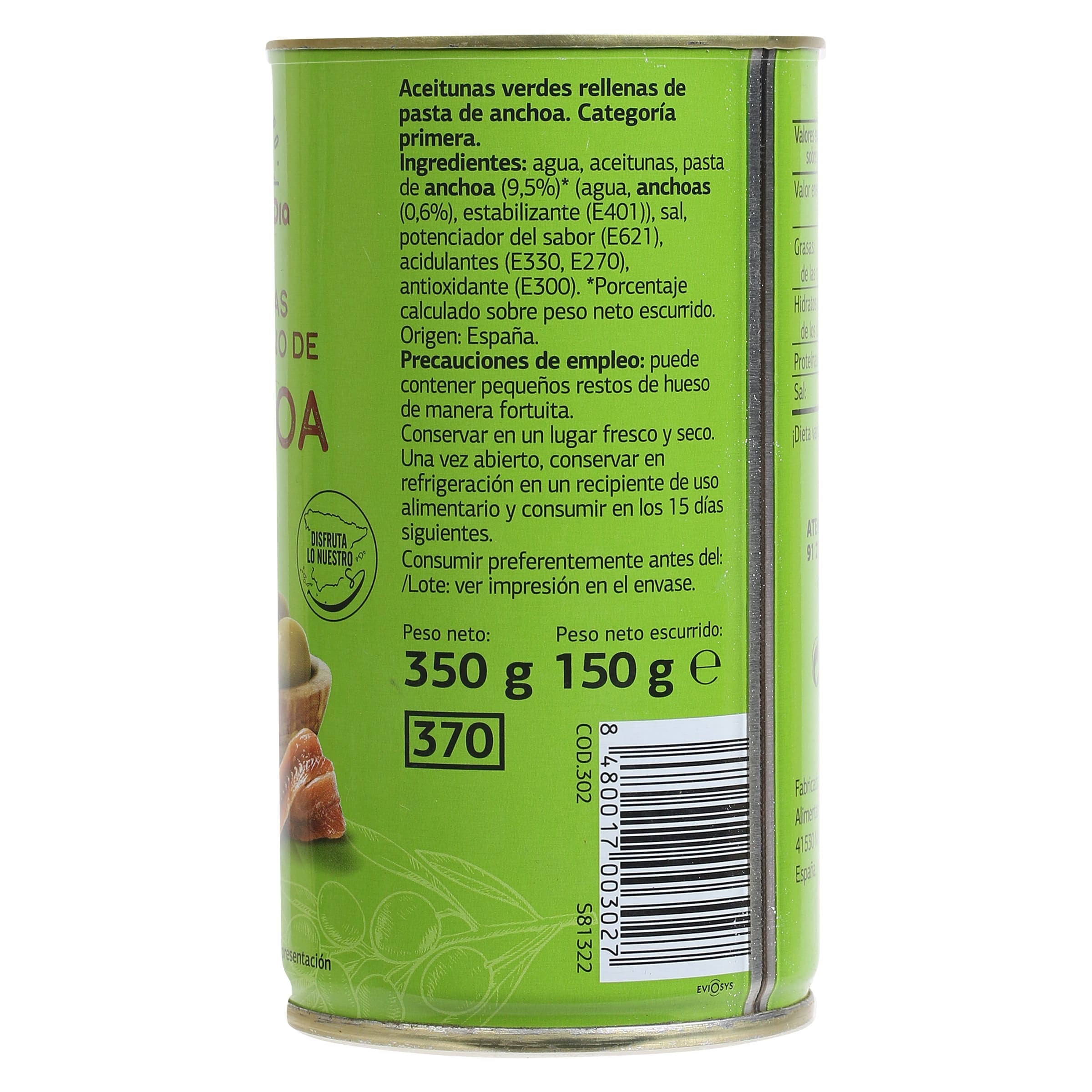 Aceitunas rellenas de anchoa Dia Vegecampo 150 g