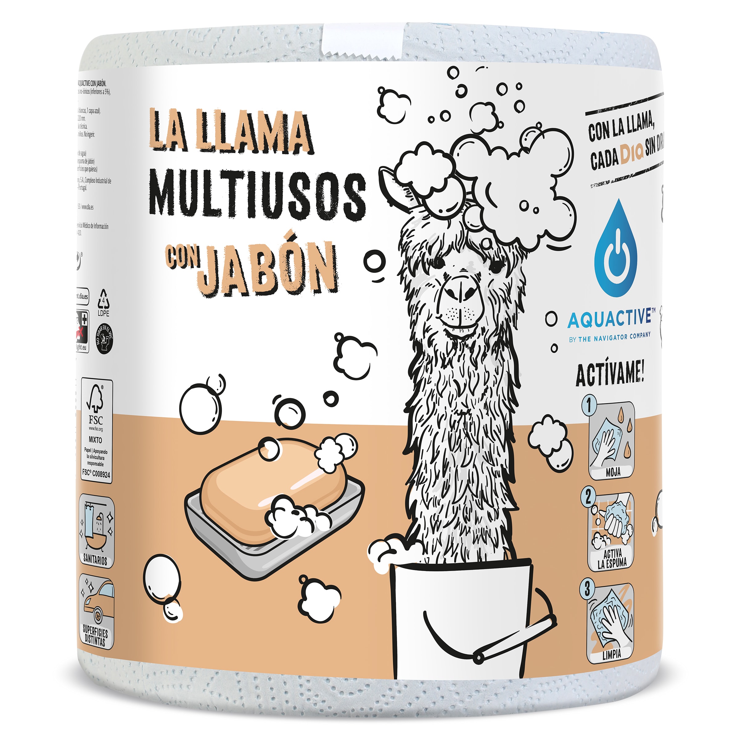 Papel multiusos con jabón Dia La Llama 1 unidad