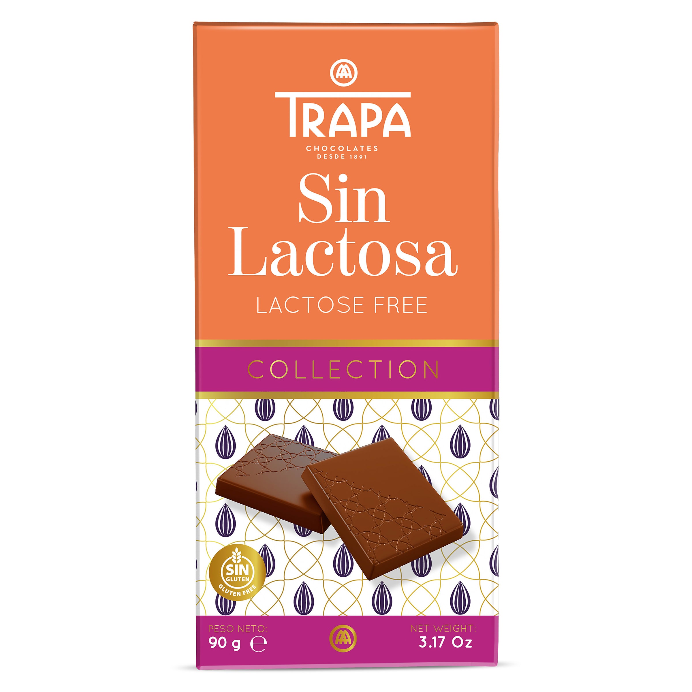 Chocolate con leche sin lactosa Trapa 90 g
