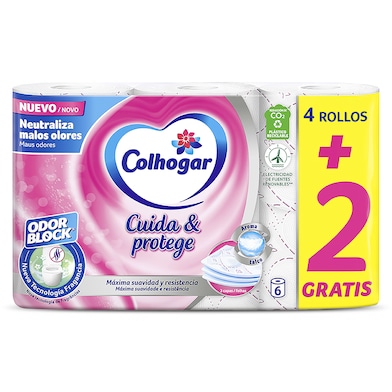 Papel higiénico cuida y protege 3 capas Colhogar bolsa 6 unidades-0