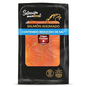 salmon ahumado reducido en sal sobre 100 g