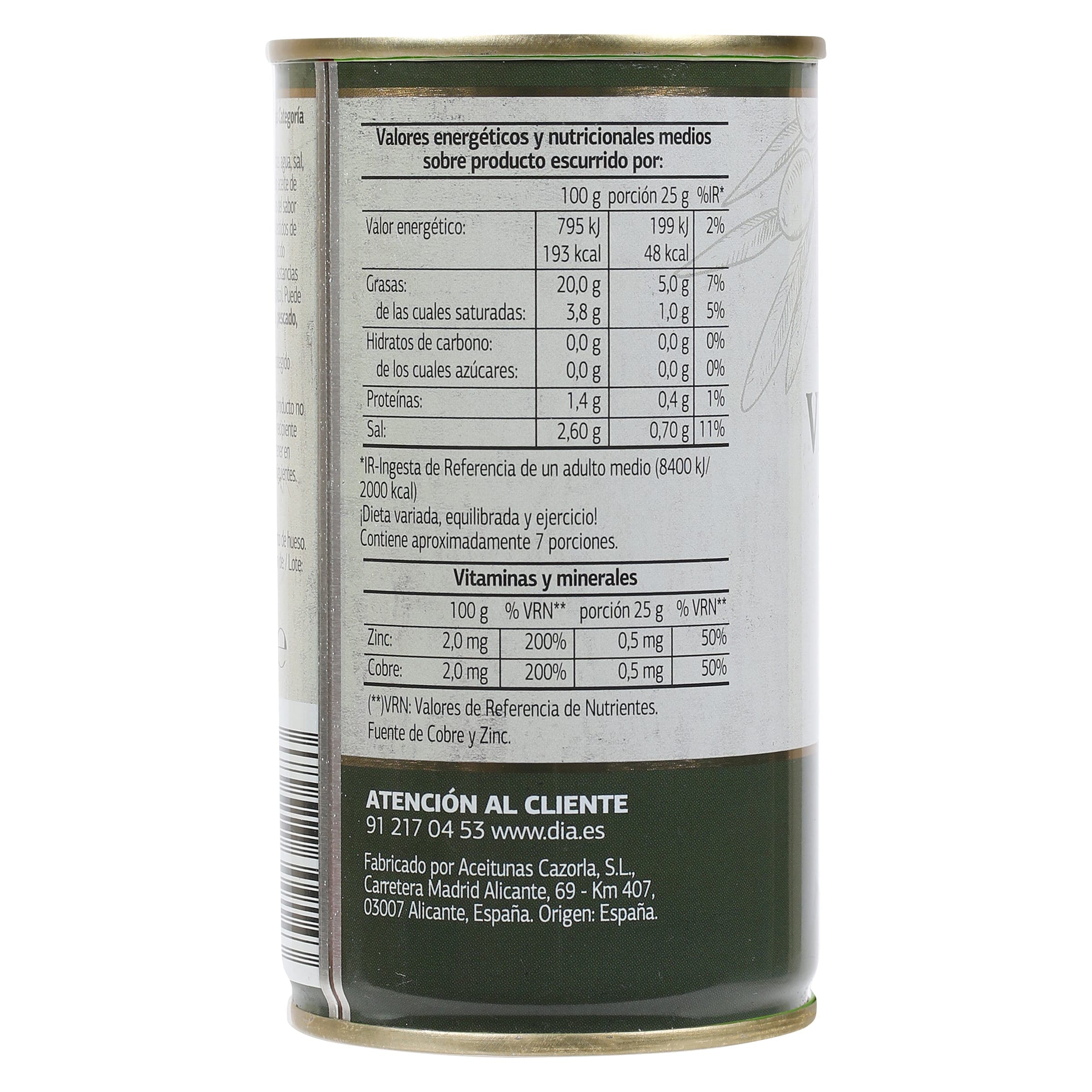 Aceitunas verderonas chupadedos Dia Vegecampo 185 g