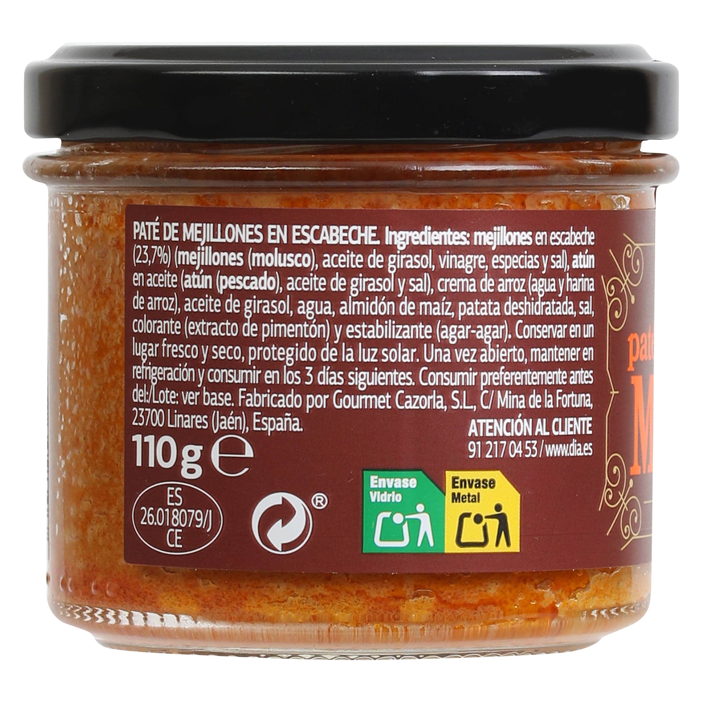 Paté de mejillones en escabeche Dia Nuestra Alacena 110 g