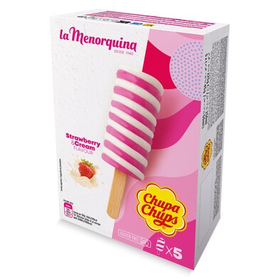 Helado sabor fresa y crema 5 unidades Chupa Chups caja 225 g-0 Helado sabor fresa y crema 5 unidades Chupa Chups caja 225 g-0