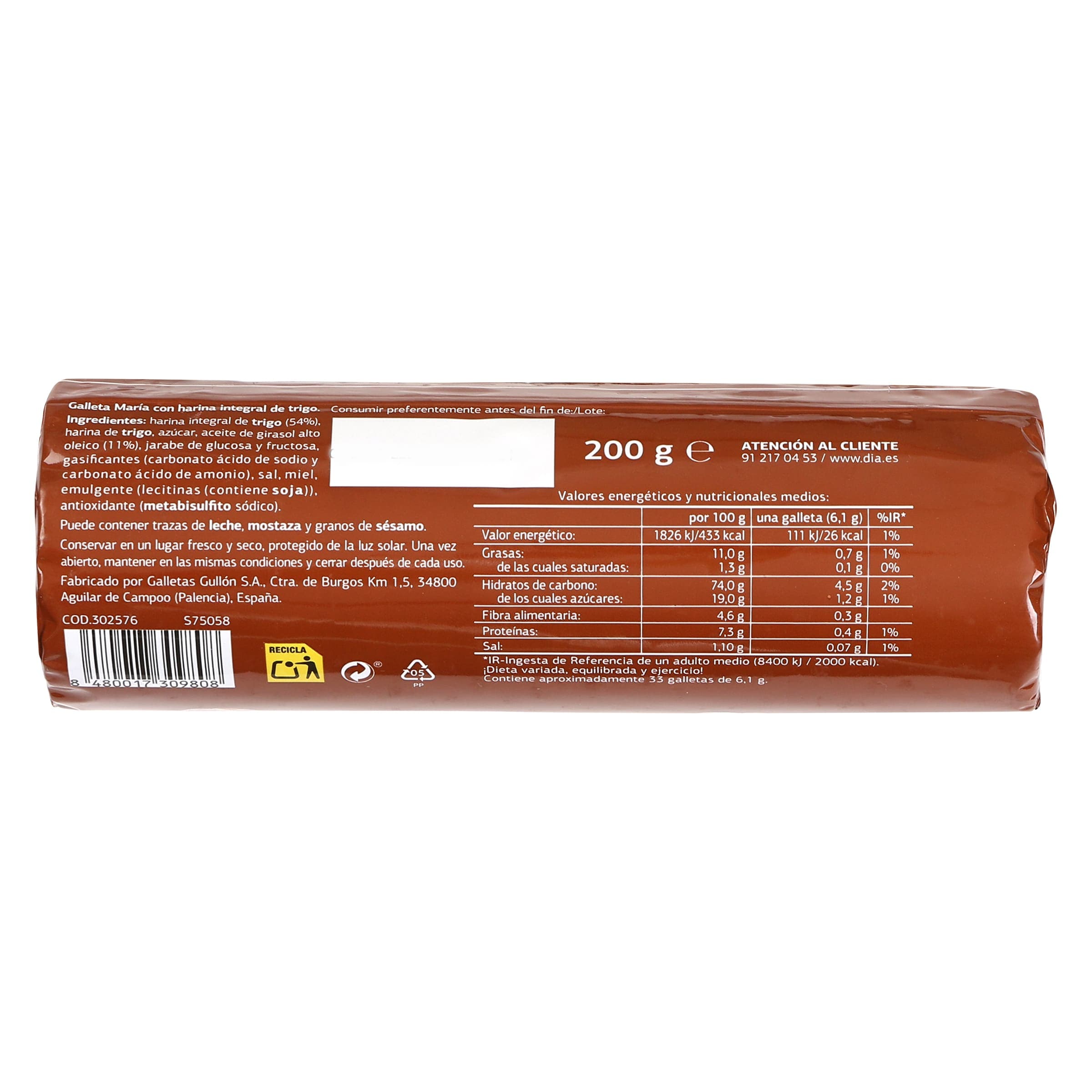 Galletas integrales María Galleteca de Dia 200 g