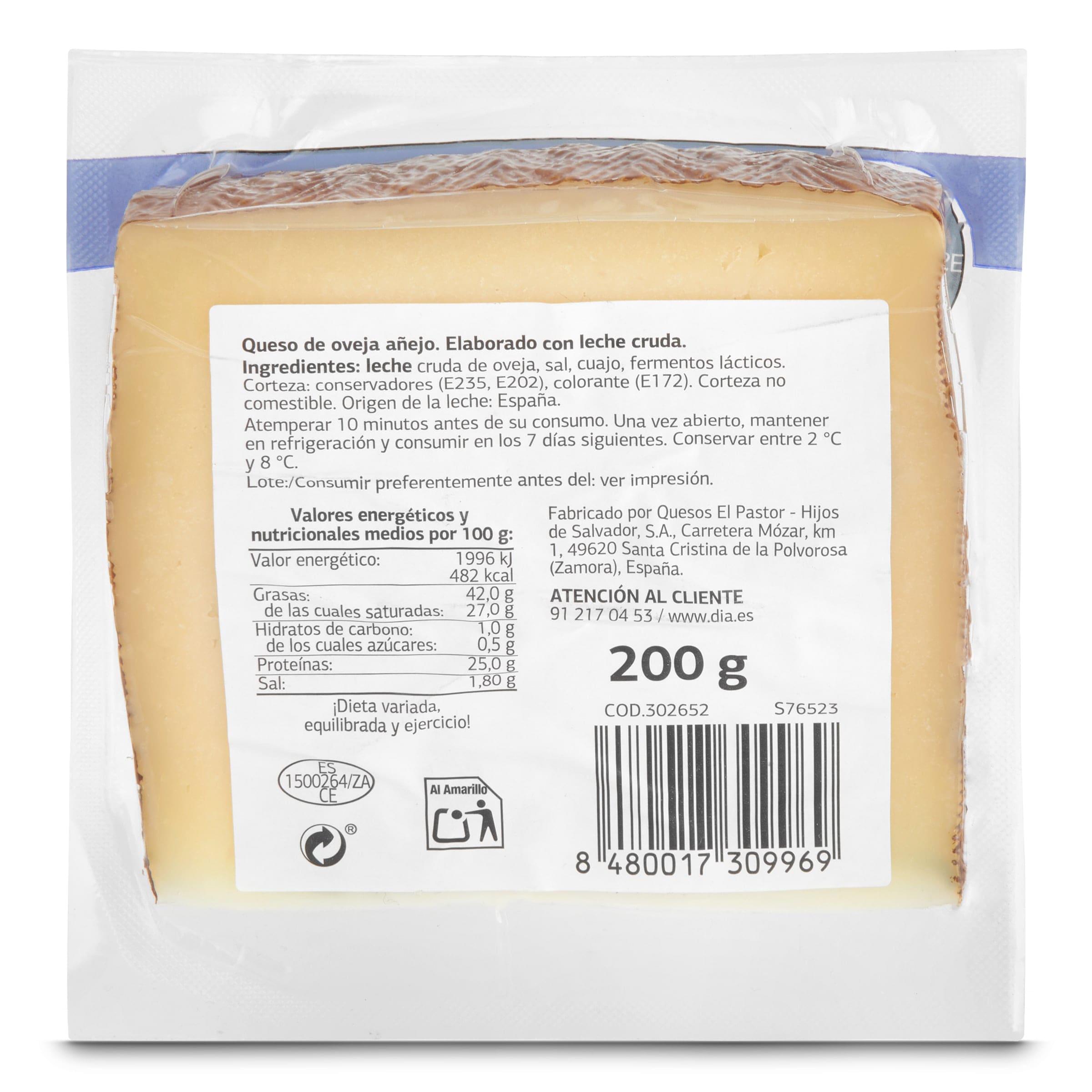 Queso de oveja añejo y picante Osado Dia El Cencerro 200 g