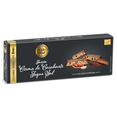 Turrón praliné con crema de cacahuete al toque sal Dulce Noel Dia caja 150 g-0 Turrón praliné con crema de cacahuete al toque sal Dulce Noel Dia caja 150 g-0