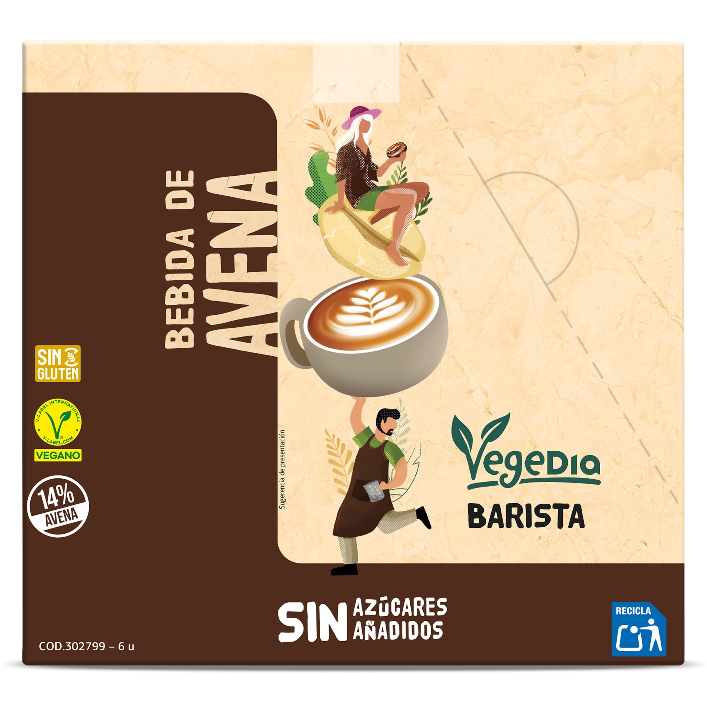 Bebida de avena barista Dia Vegedia pack 6 x 1 L
