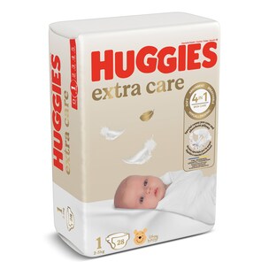 Pañales para recién nacido 2-5 kg talla 1 Huggies Extra Care 28 unidades