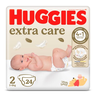 Pañales 3-6 kgs talla 2 Huggies Extra Care bolsa 24 unidades-1 Pañales 3-6 kgs talla 2 Huggies Extra Care bolsa 24 unidades-1