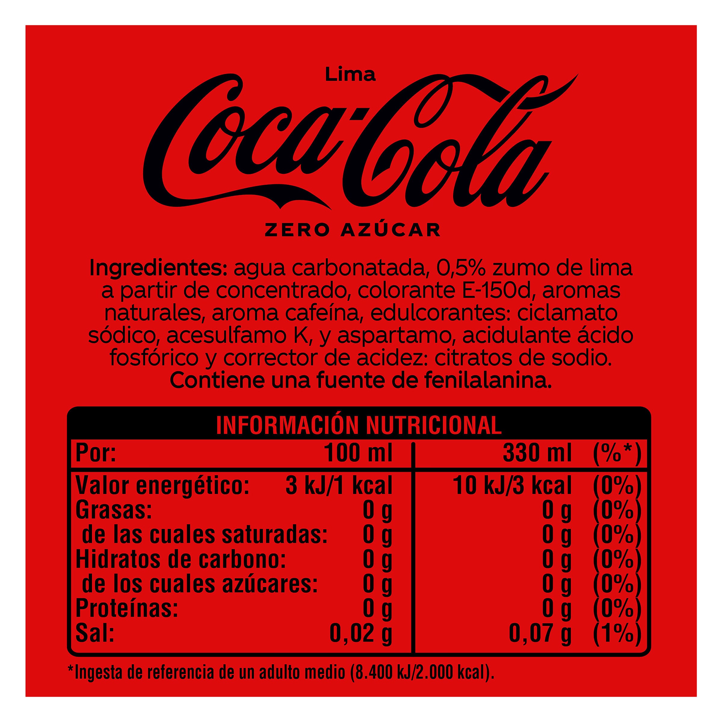 Coca-Cola zero azúcar lima 330 ml