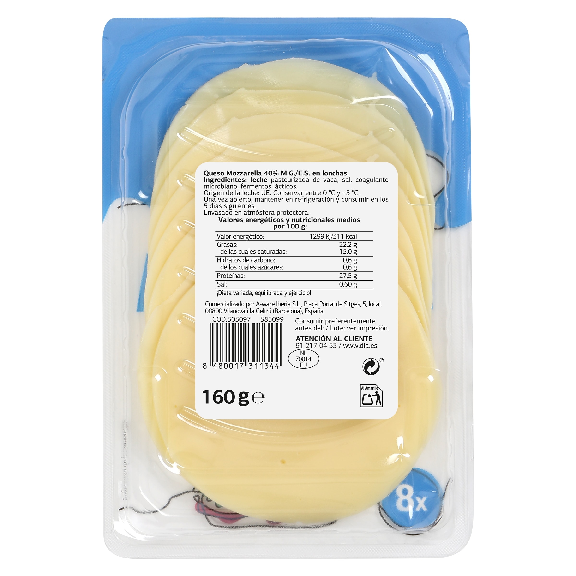 Queso Mozzarella Dia Láctea 160 g