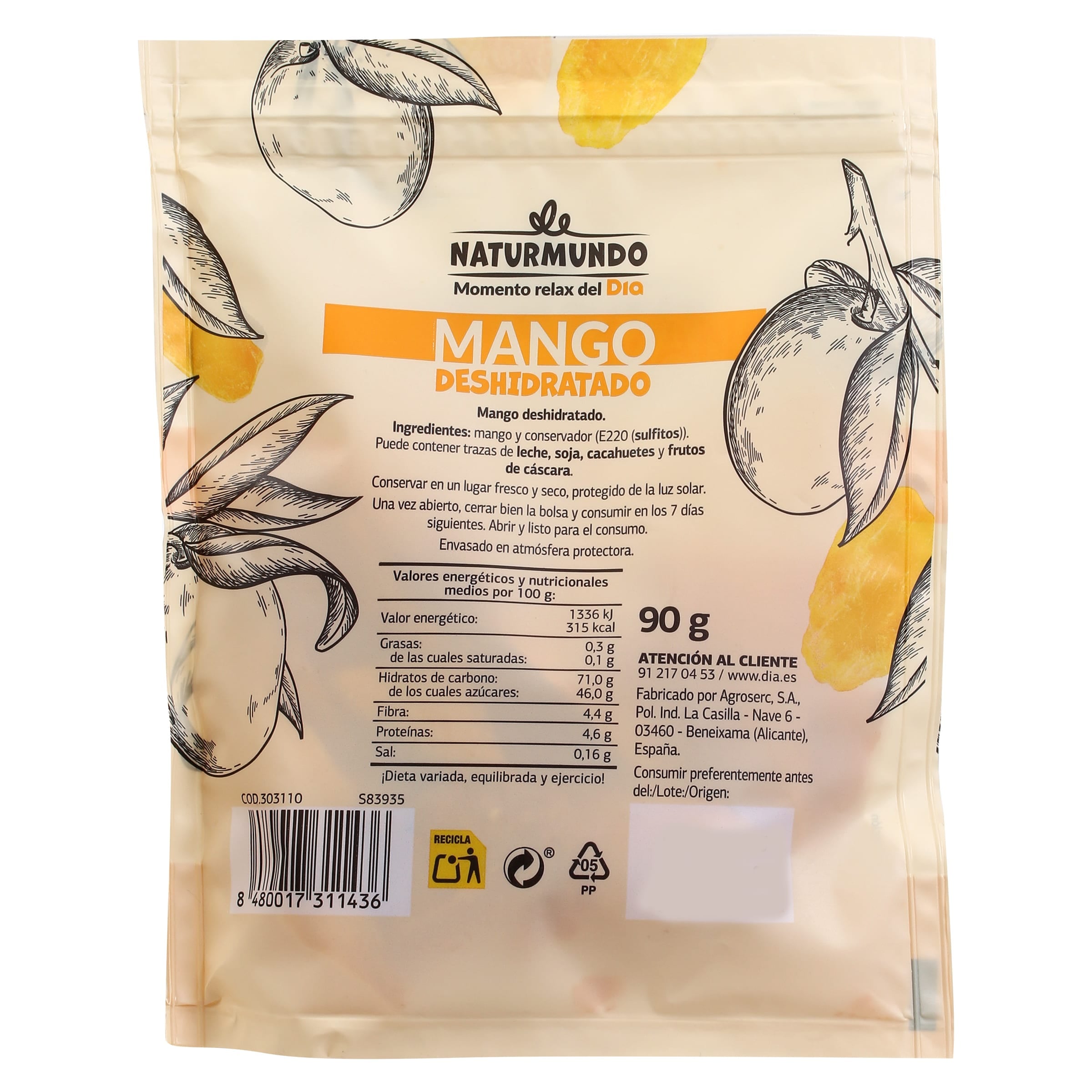 Mango deshidratado Dia Naturmundo 90 g