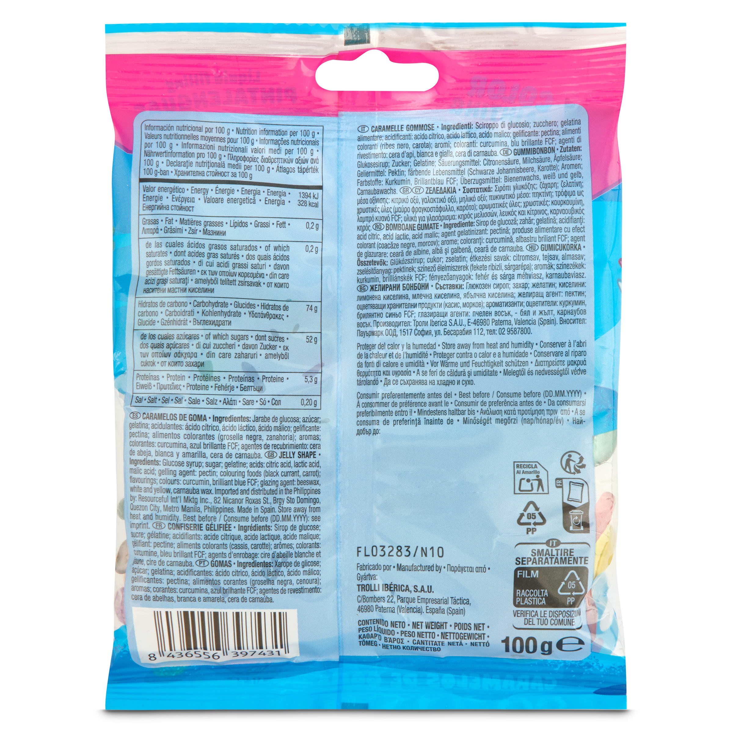 Golosinas octopus blue Trolli 100 g