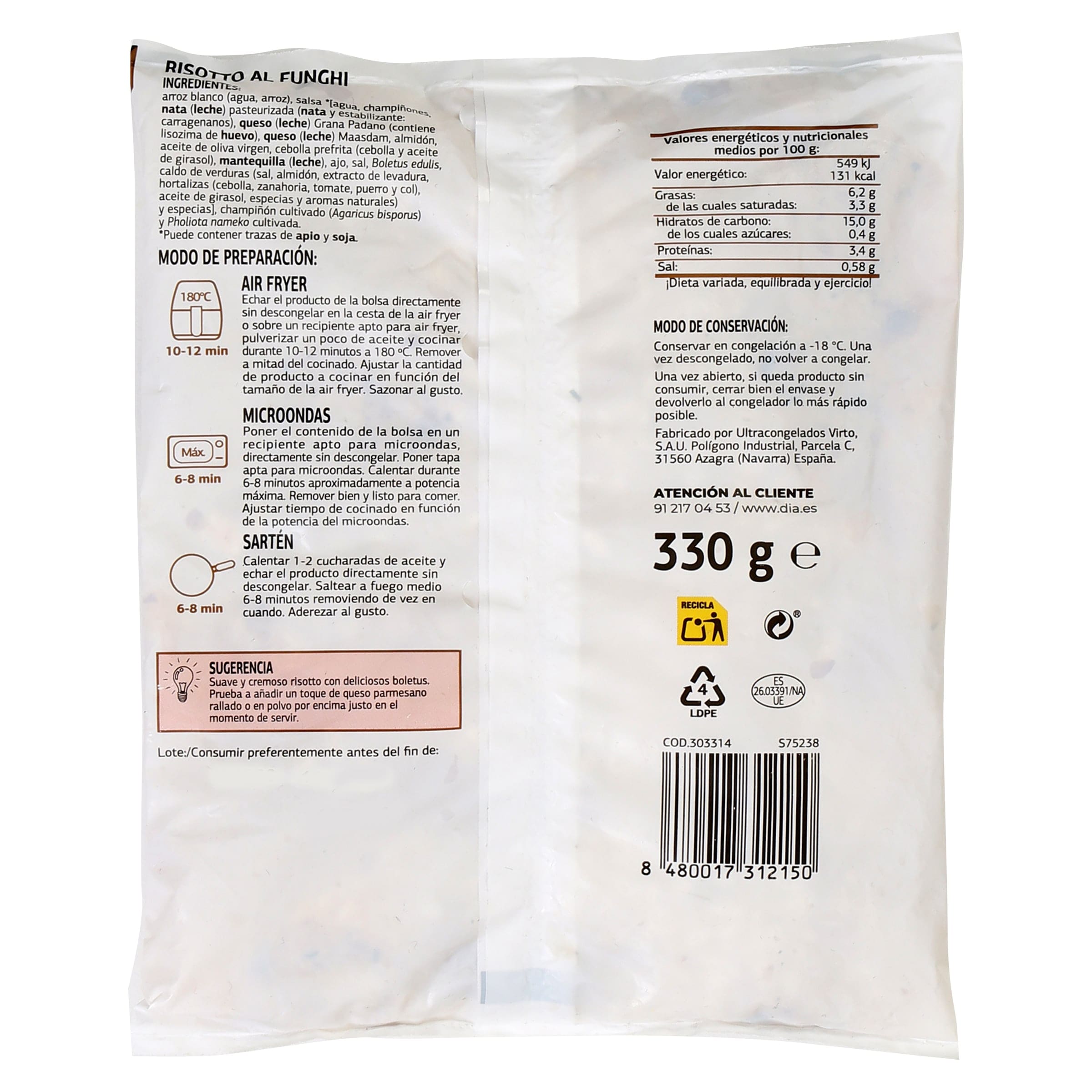 Risotto con setas Dia Al Punto 330 g
