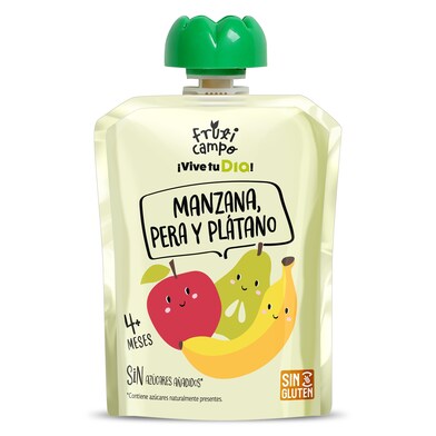 Alimento infantil con puré de manzana, pera y plátano Fruticampo de Dia bolsa 90 g-0