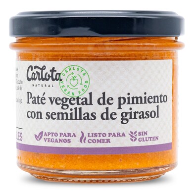 Paté vegetal de pimiento con semillas de girasol Carlota Organic frasco 110 g-0 Paté vegetal de pimiento con semillas de girasol Carlota Organic frasco 110 g-0