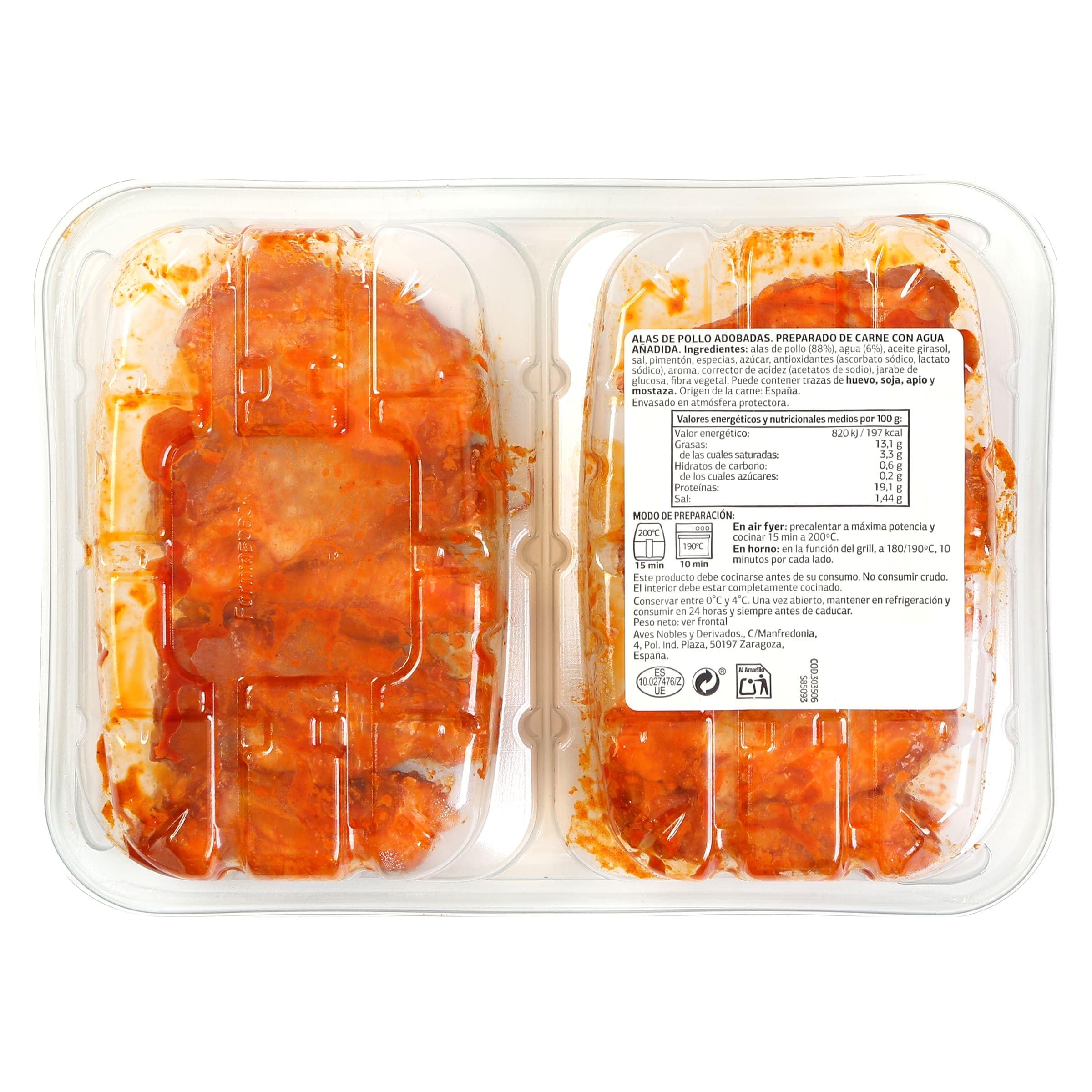 Alas de pollo adobadas Selección de Dia 600 g aprox.