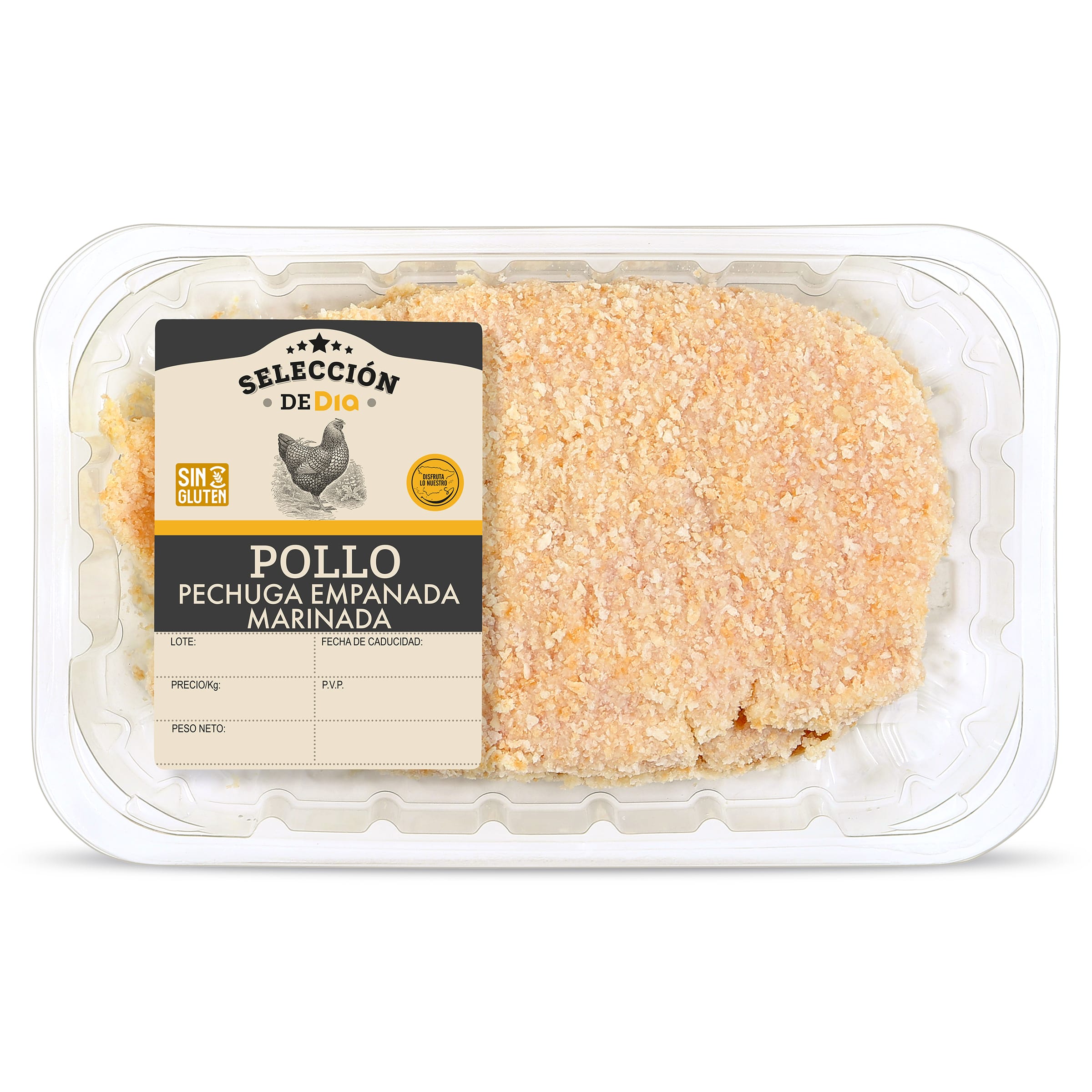 Filetes de pollo empanado y marinado Selección de Dia 550 g aprox.