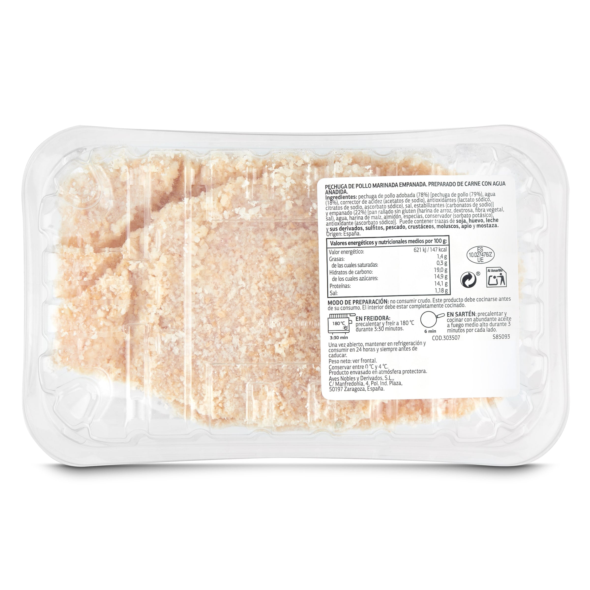 Filetes de pollo empanado y marinado Selección de Dia 550 g aprox.