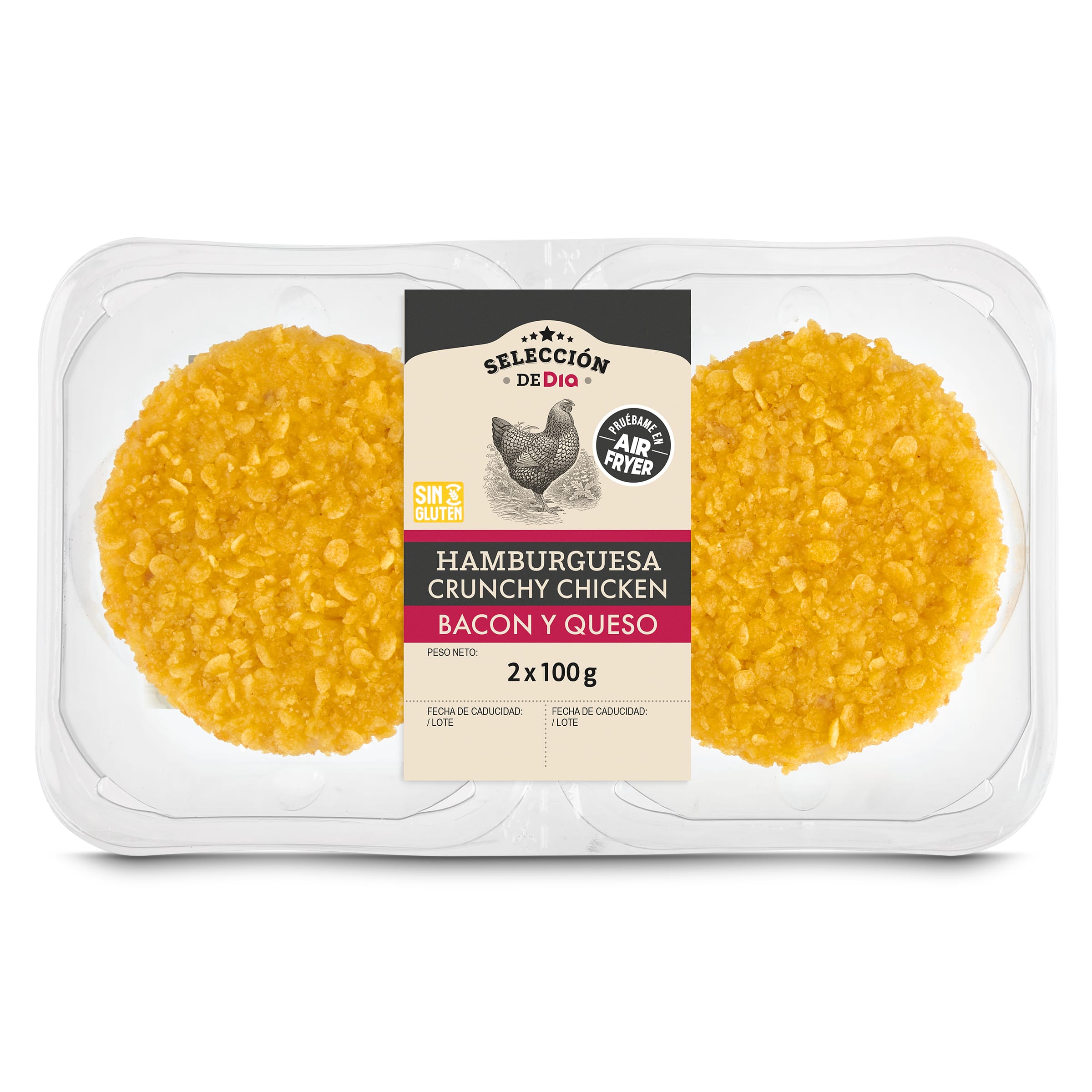 Burger crunchy de pollo con bacón y queso Selección de Dia 200 g