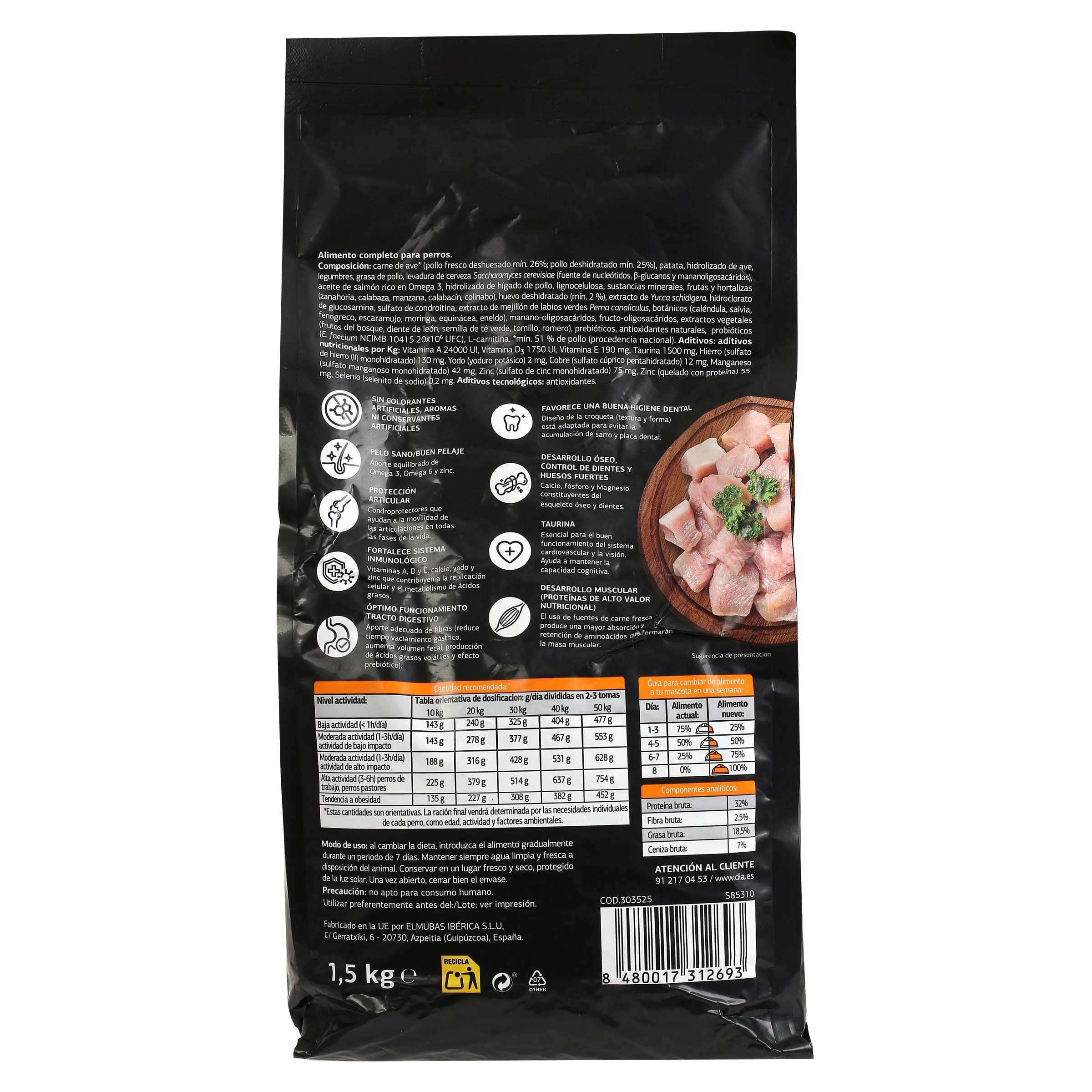Alimento para perro adulto de pollo premium Dia Deliperro 1.5 Kg