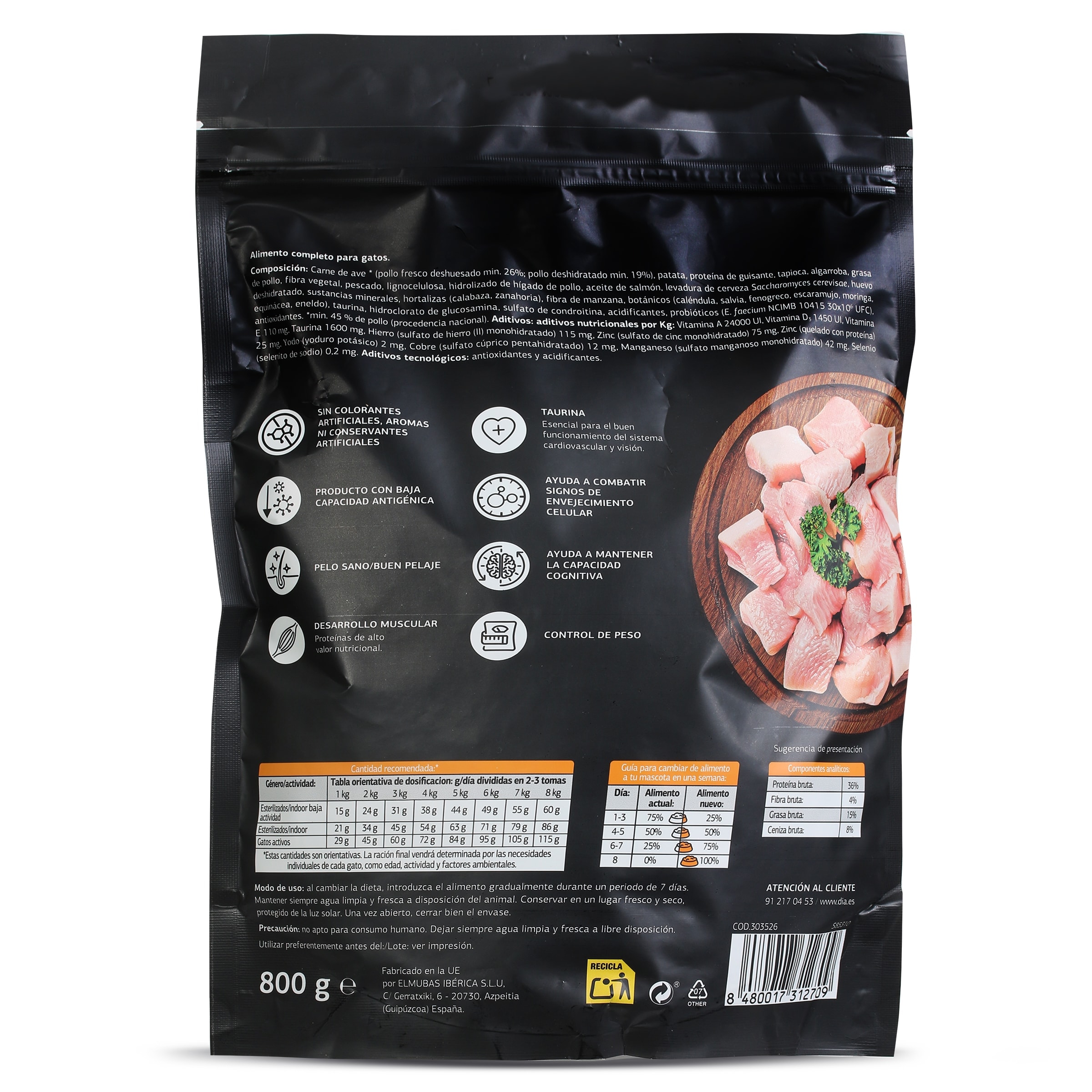 Alimento para gatos esterilizados con pollo Dia Deligato 800 g