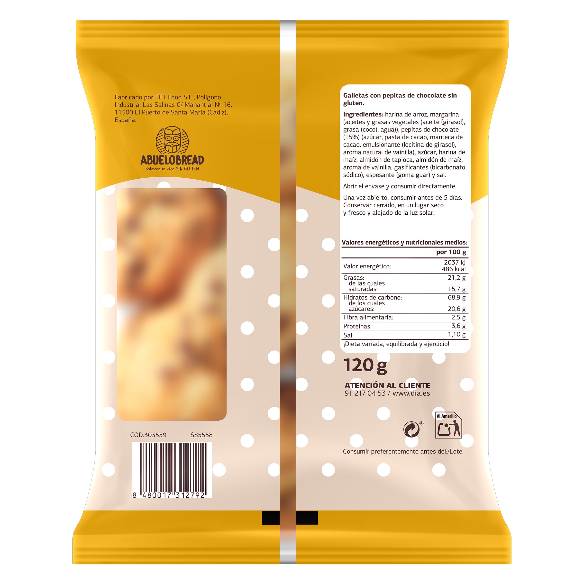 Galletas con pepitas de chocolate sin gluten Galleteca de Dia 100 g